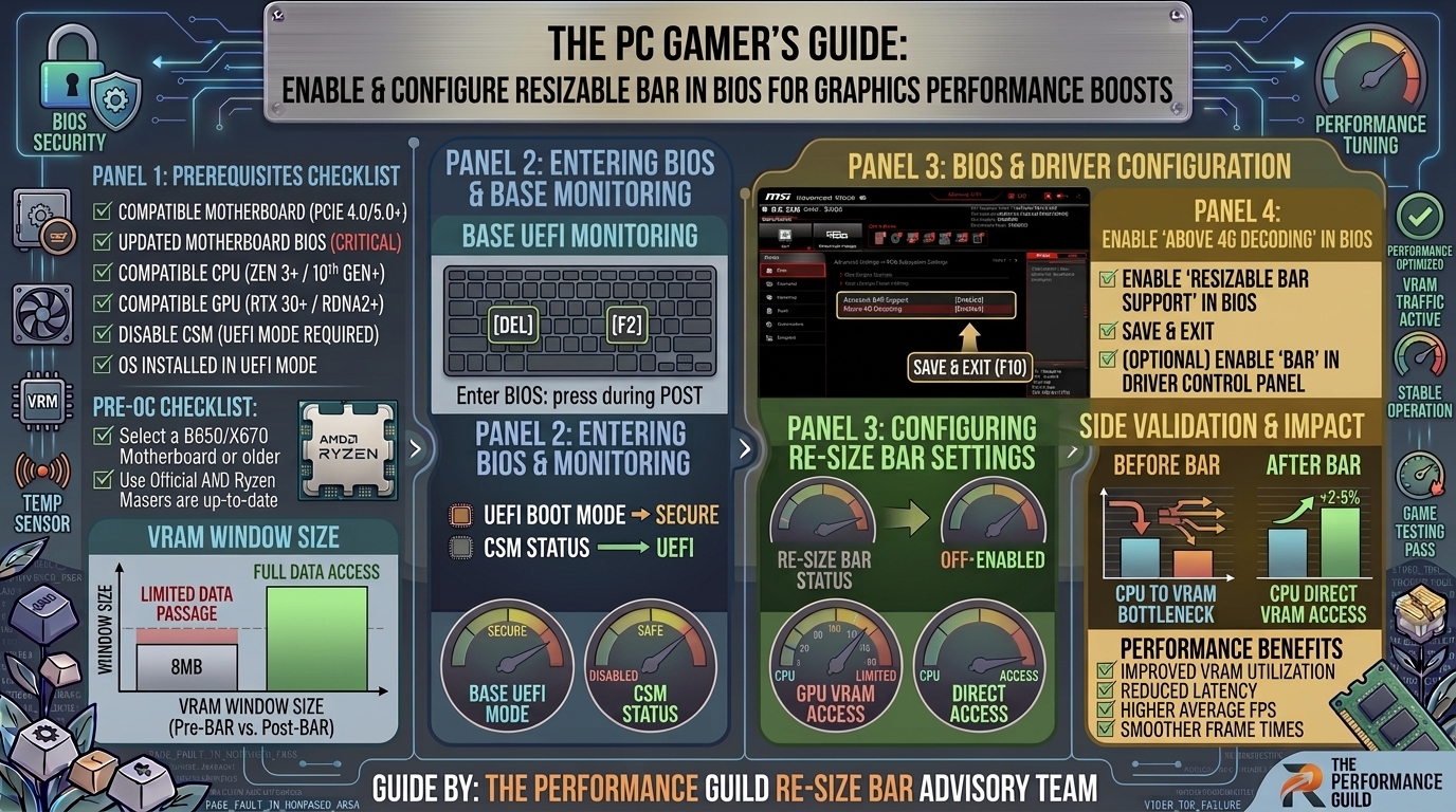 How to enable and configure resizable bar in bios for performance boosts in modern graphics cards