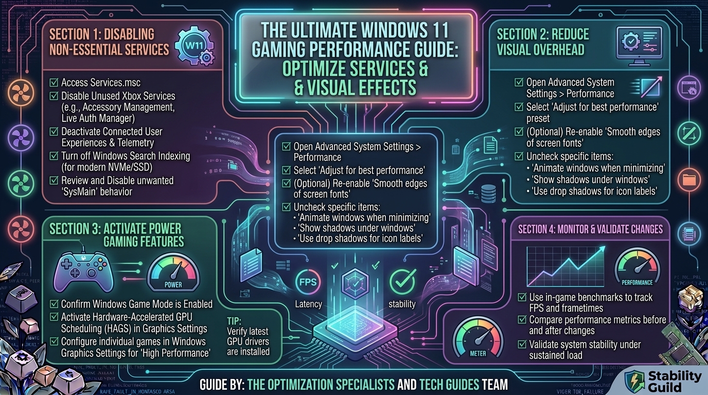 What are the best windows 11 background services and visual effects to disable for better gaming performance