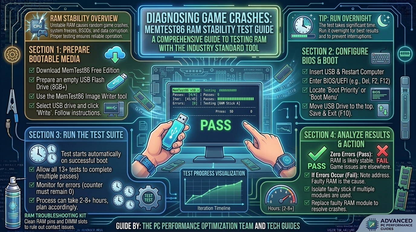 How to test your computer ram stability using memtest86 to check for errors causing game crashes