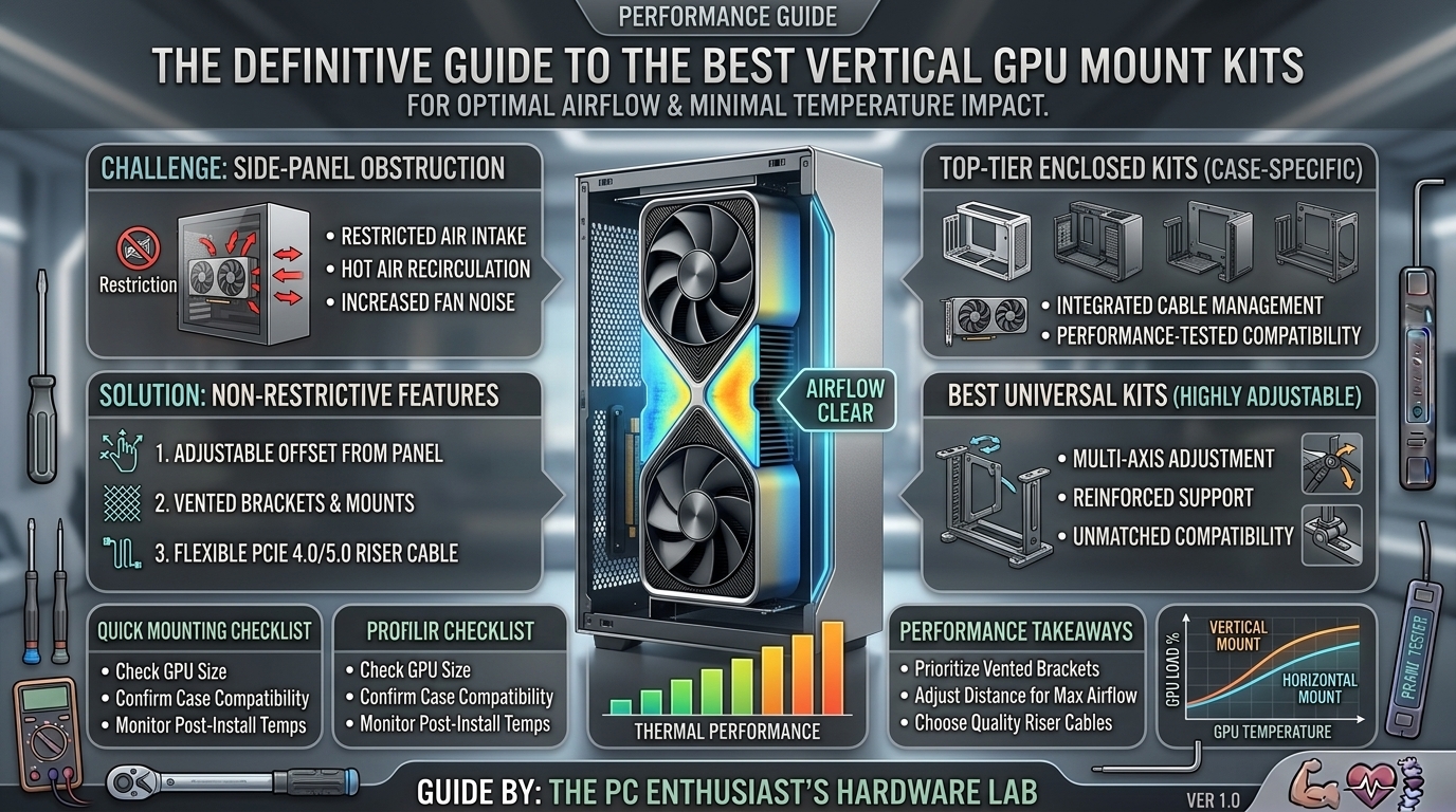 What are the best vertical gpu mount kits that do not restrict airflow or cause high temperatures