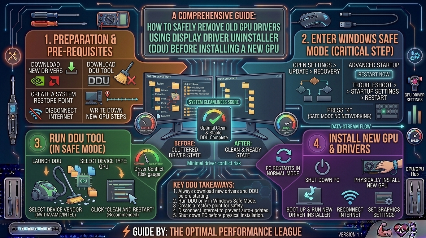 How to safely remove old graphics card drivers using display driver uninstaller before installing a new gpu