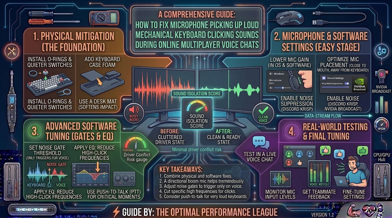 How to fix microphone picking up loud mechanical keyboard clicking sounds during online multiplayer voice chats