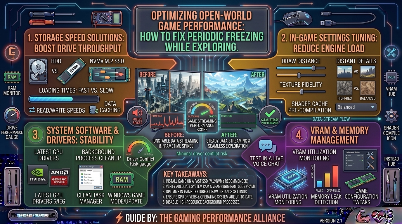 How to fix game freezing for a few seconds every few minutes while exploring open world maps