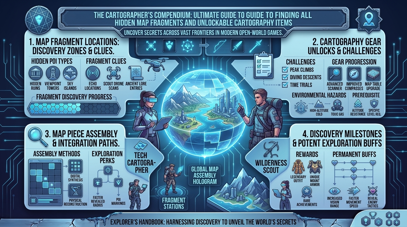 where to find all hidden map fragments and unlockable cartography items in massive open world exploration games
