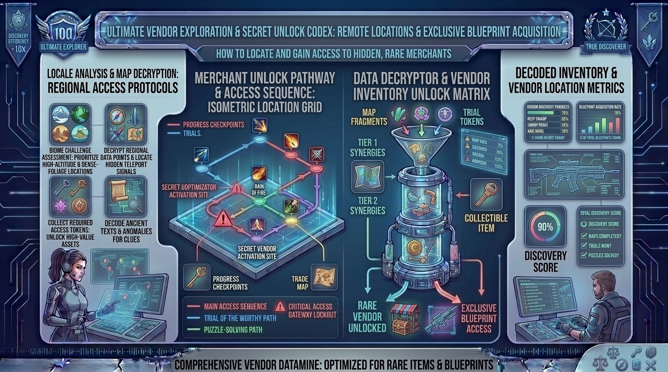 how to unlock secret merchant vendors who sell rare items and exclusive weapon blueprints in remote locations