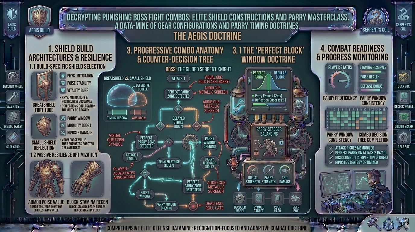 what are the best defensive shield builds and parry timing techniques for surviving punishing boss fight combos