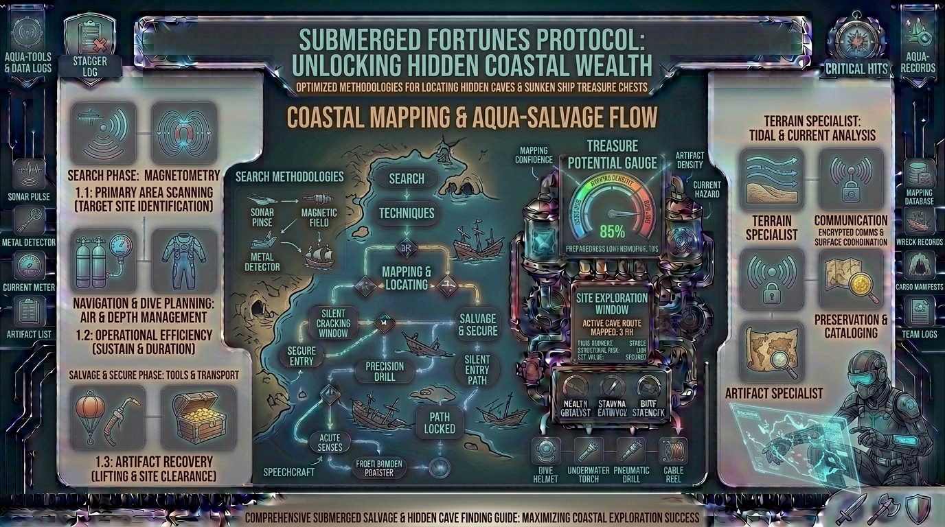 How to find hidden underground pirate caves and salvage sunken ship treasure chests across coastal map regions