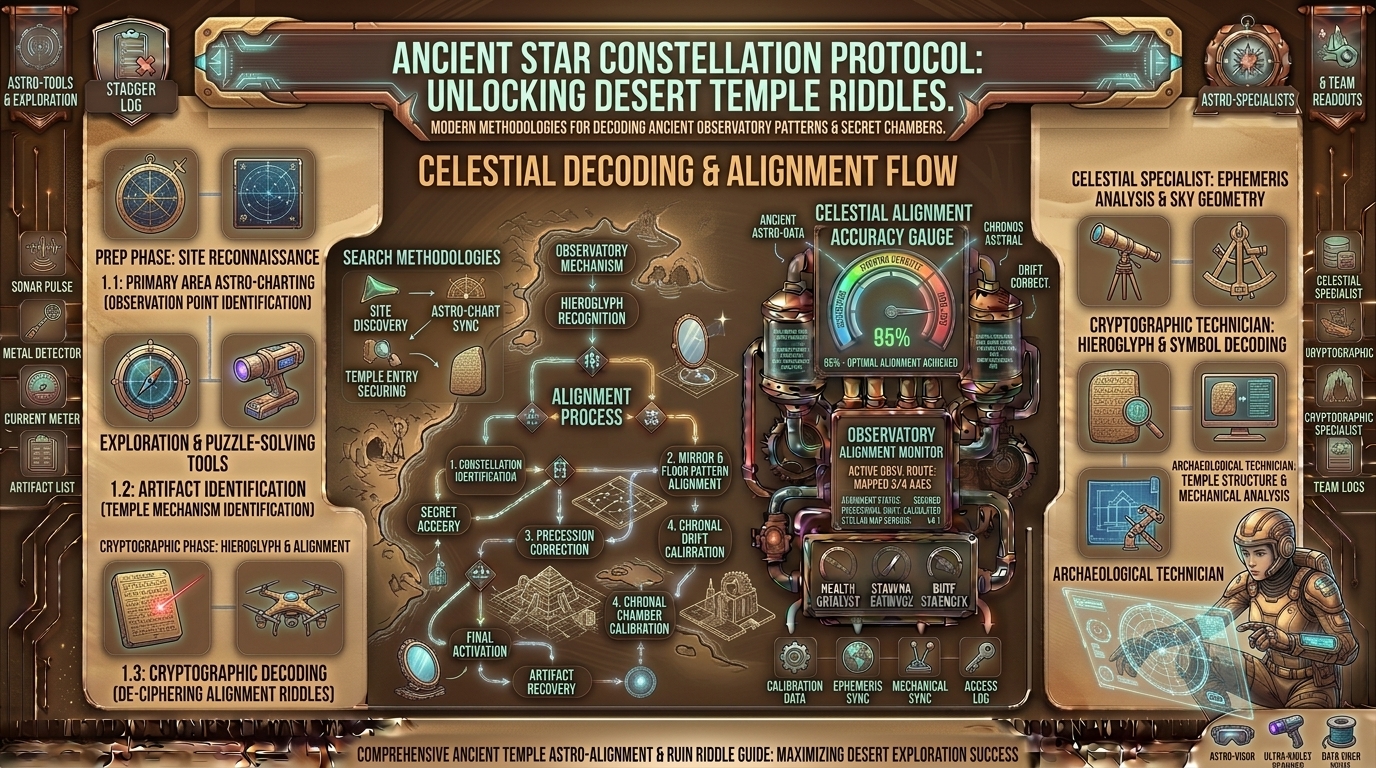How to solve the ancient star constellation alignment puzzle inside the abandoned desert temple ruins