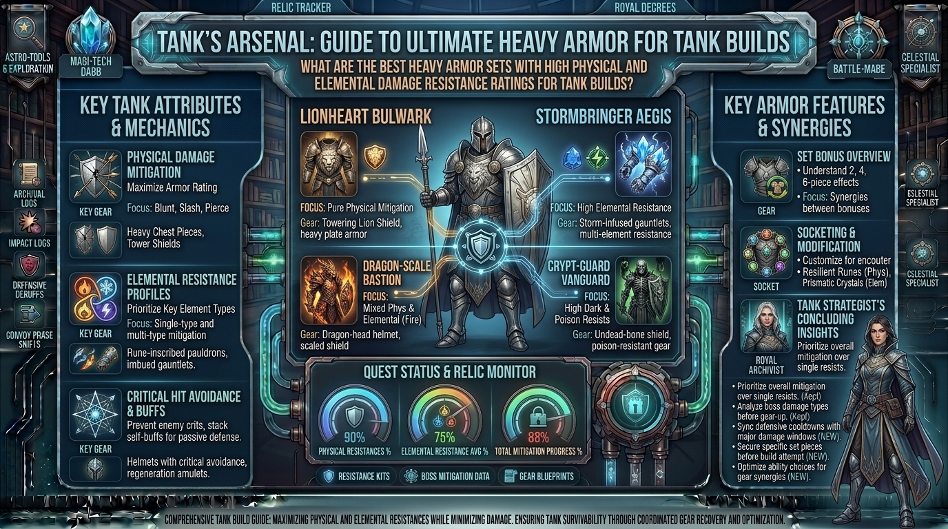 what are the best heavy armor sets with high physical and elemental damage resistance ratings for tank builds