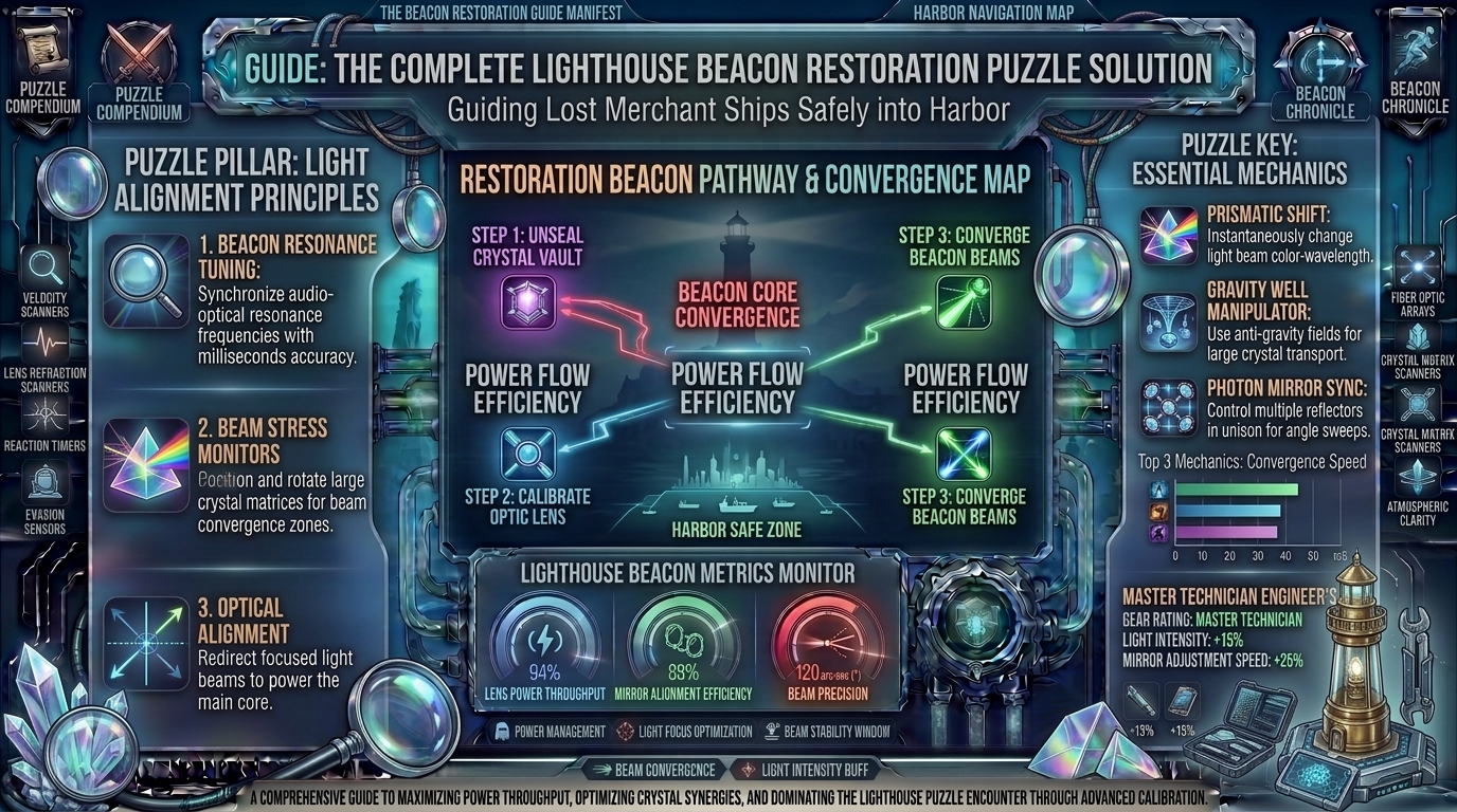 how to complete the lighthouse beacon restoration puzzle to guide lost merchant ships safely into harbor