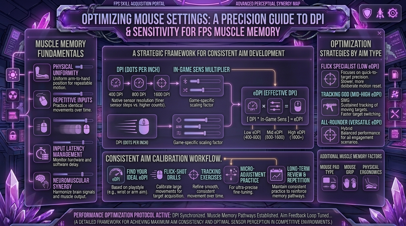 what are the best mouse sensitivity and DPI settings for consistent muscle memory development in FPS games