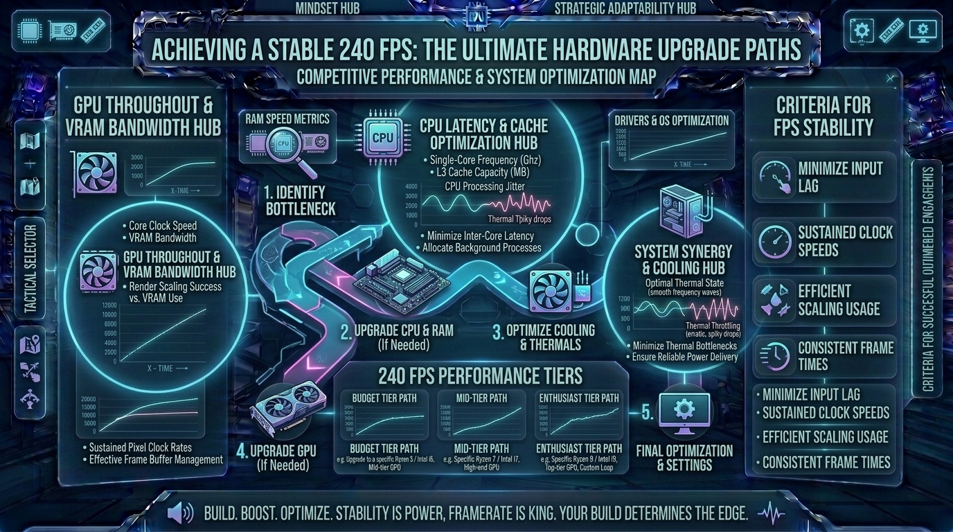 what are the best hardware upgrade paths to achieve a stable 240 frames per second in competitive multiplayer games