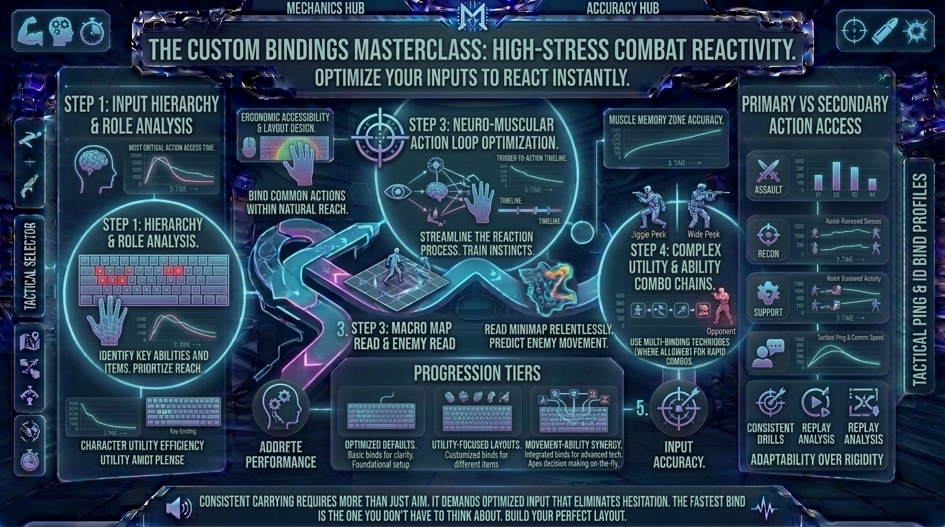 how to set up custom binding layouts for equipment and abilities to react instantly in high stress combat moments