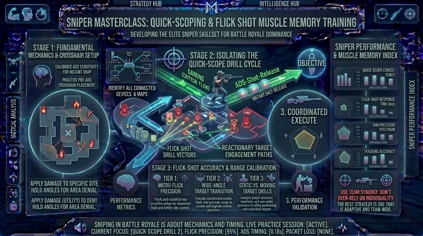 how to practice quick scoping and flick shot muscle memory in sniper rifle heavy competitive battle royale titles