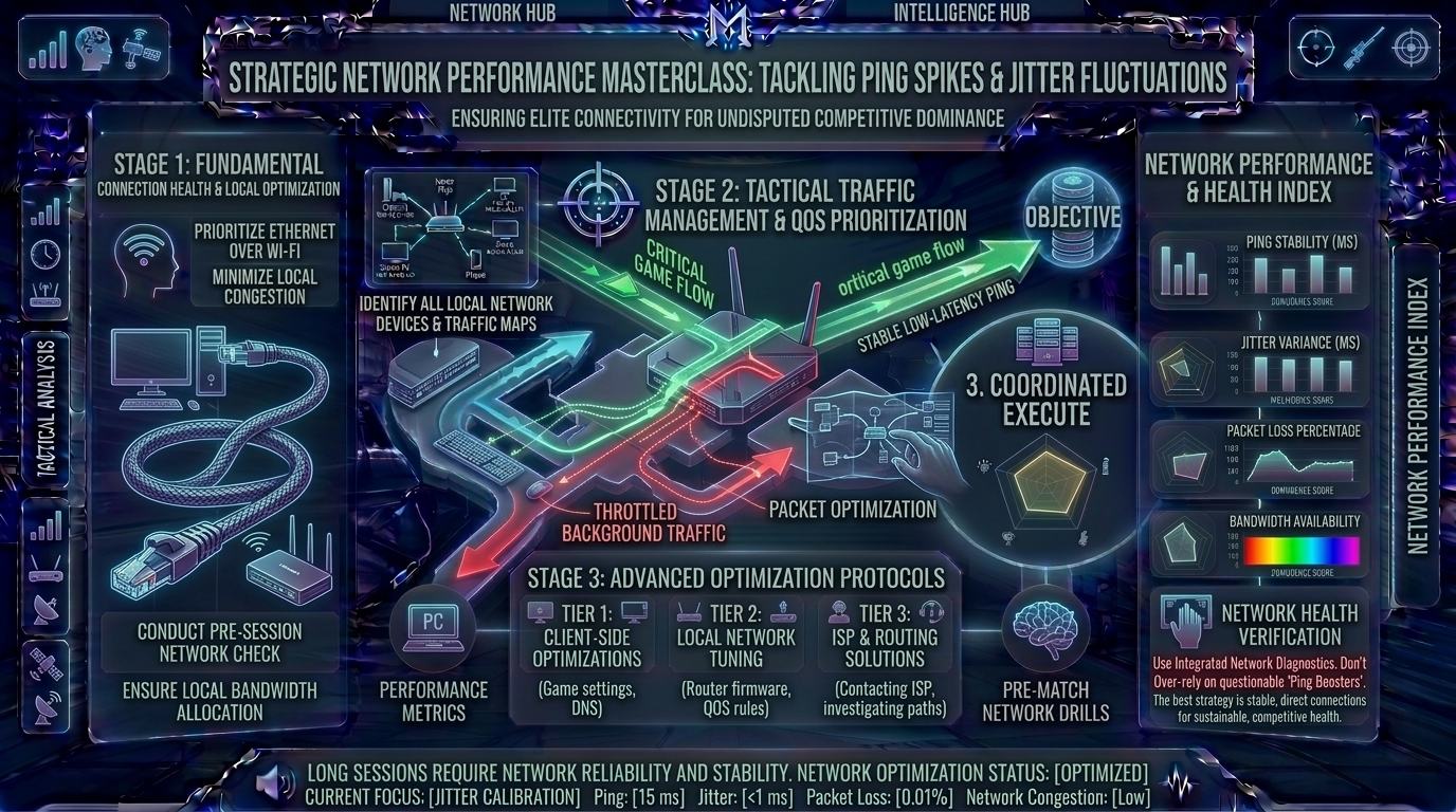 how to deal with ping spikes and jitter fluctuations during crucial moments in online competitive matches