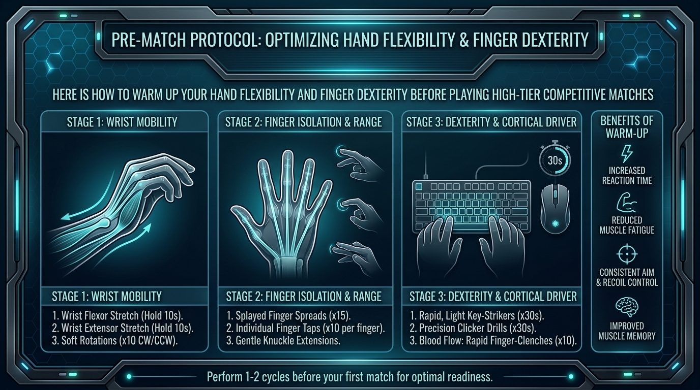 how to warm up your hand flexibility and finger dexterity before playing high tier competitive matches