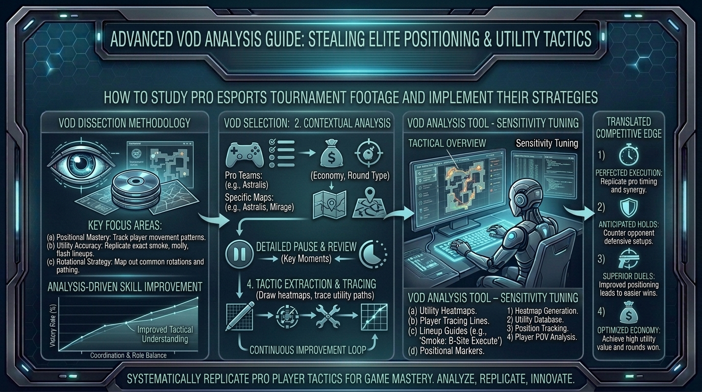 how to study professional esports player tournament VODs to steal advanced positioning and utility tactics