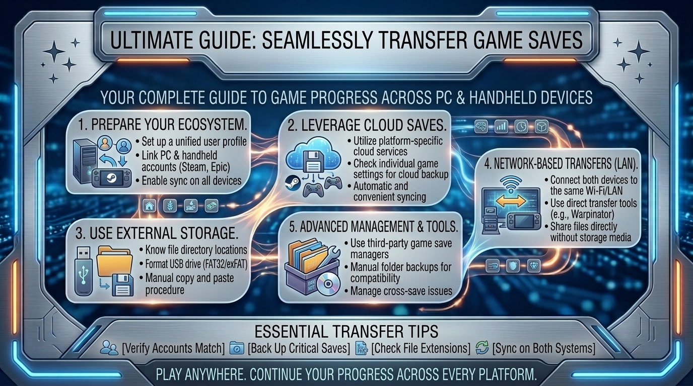 how to transfer your game save files seamlessly between pc and portable gaming handheld devices like steam deck