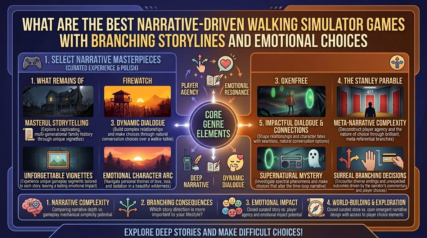 what are the best narrative driven walking simulator games with branching storylines and emotional choices