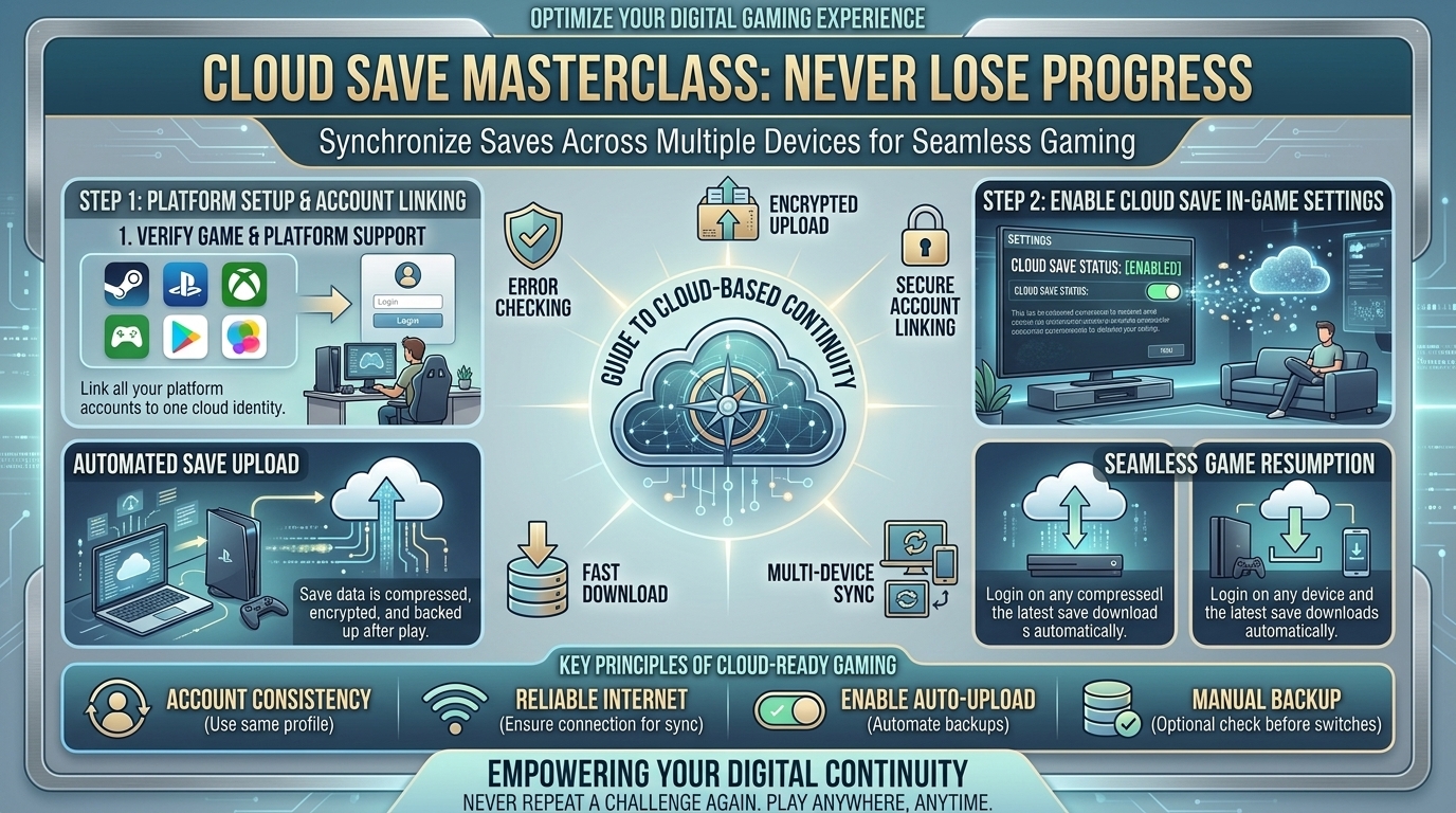How to use cloud save synchronization features to never lose progress when switching between multiple devices