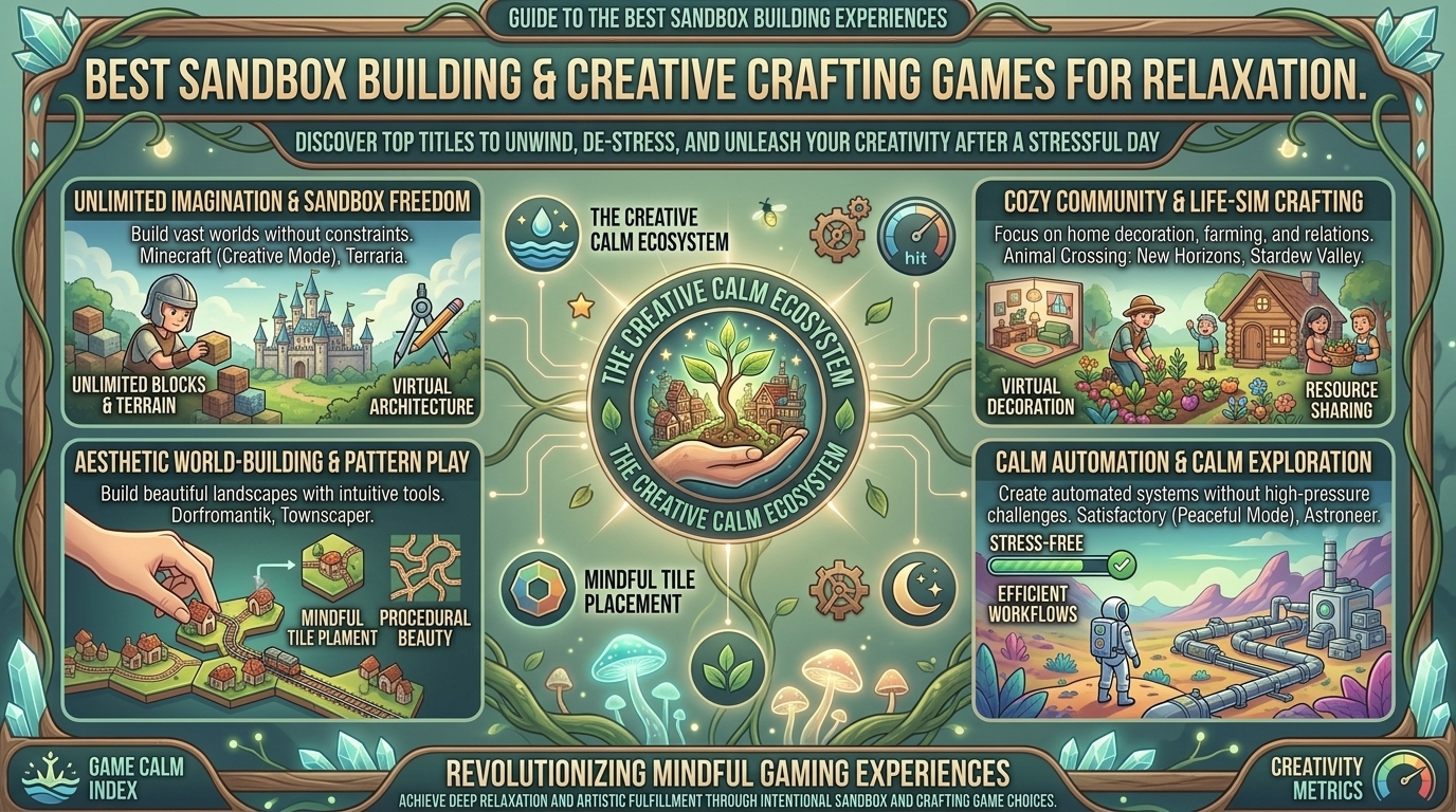What are the best sandbox building and creative crafting games to relax and unwind after a stressful day
