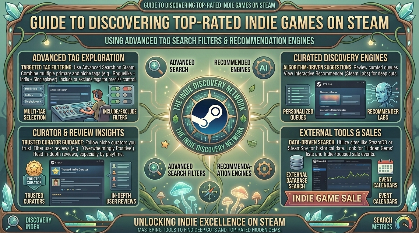 How to find top rated indie games on steam using advanced tag search filters and recommendation engines