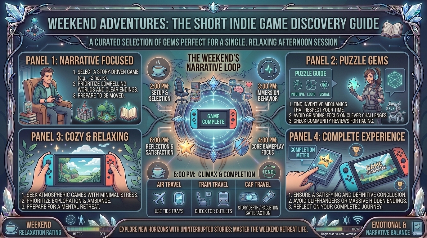 what are the best short indie games that you can finish in a single relaxing weekend afternoon session