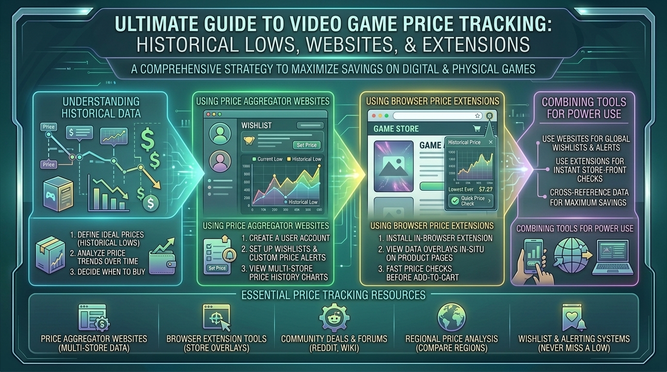how to track historical video game price lows using online price tracking websites and browser extensions