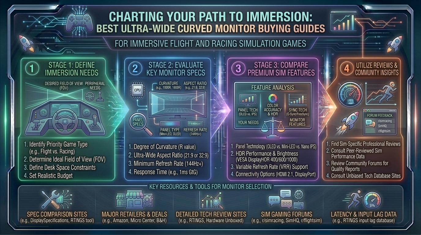 what are the best ultra wide curved monitor buying guides for immersive flight and racing simulation games