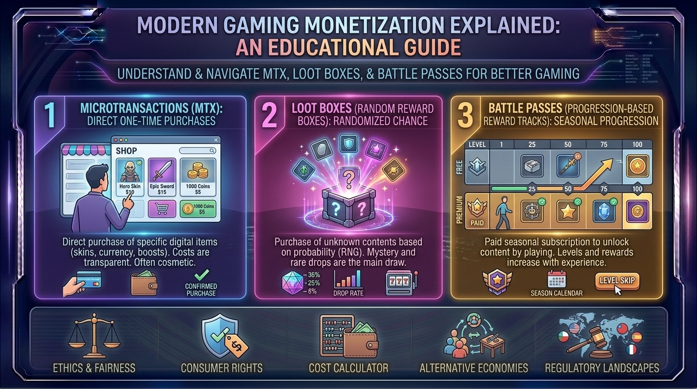 How to understand microtransactions, loot boxes, and battle pass monetization models in modern gaming