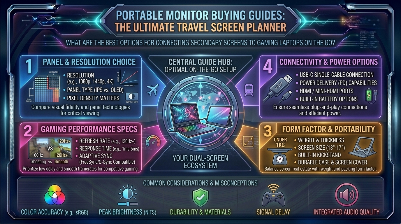 What are the best portable monitor buying guides for connecting secondary screens to gaming laptops on the go