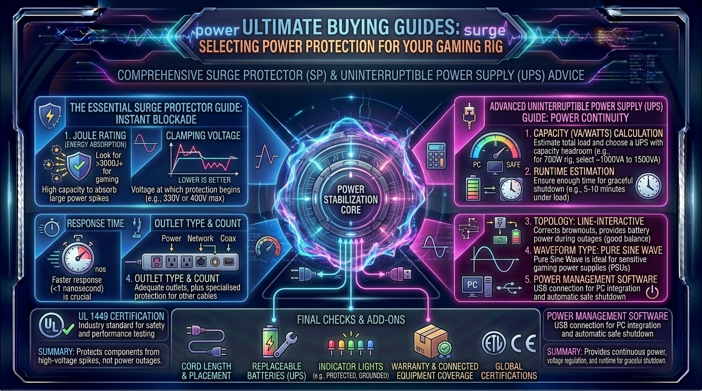 What are the best surge protector and uninterruptible power supply buying guides to protect expensive gaming hardware